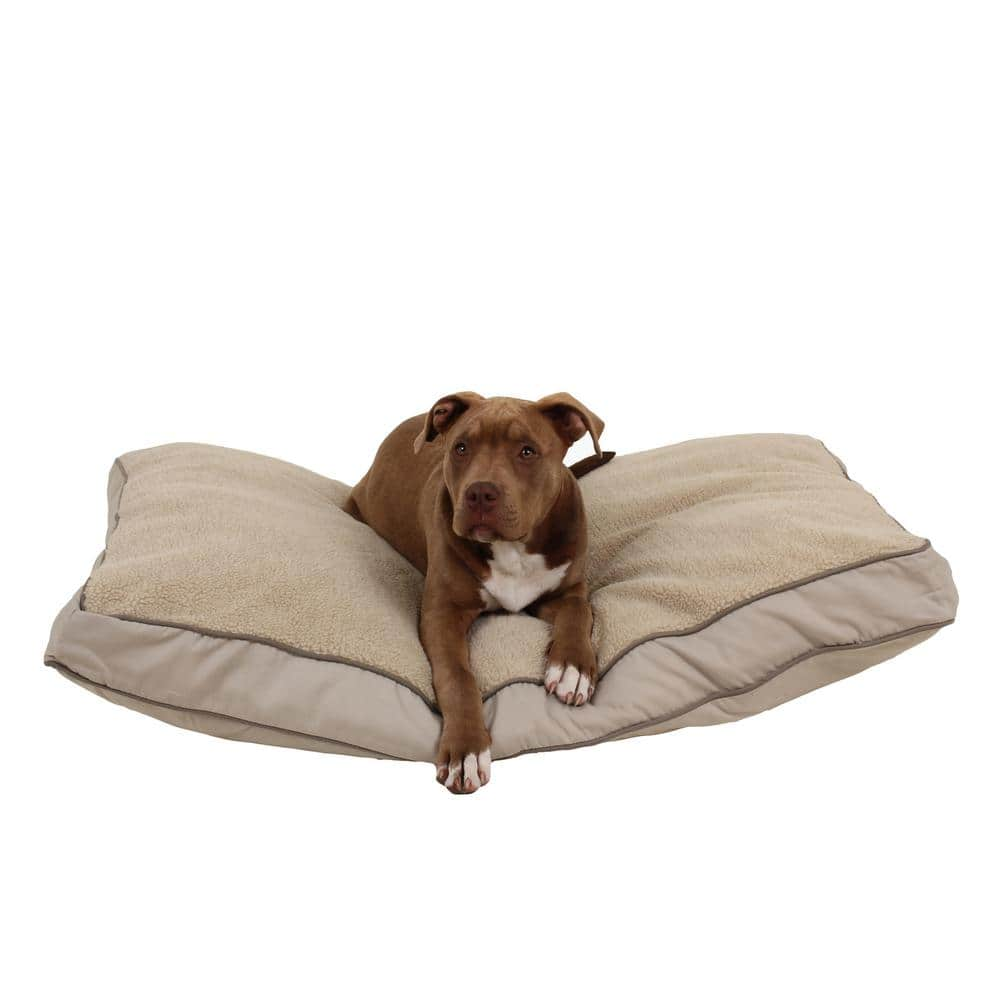 Carolina Pet Solid Faux Gusset Jamison Pillow Dog Bed, Tan, Medium