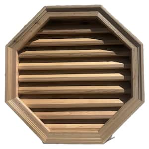 24 in. x 24 in. Octagon Cedar Wood with Built in Screen Gable Vent with Brickmould Trim