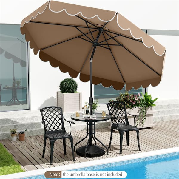 brown tilt patio umbrella 10 Feet Patio Umbrella Outdoor Market Umbrella with Crank Tilt Adjustment-Brown