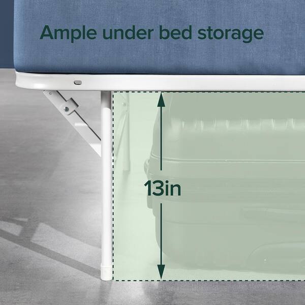 Zinus SmartBase Tool-Free Assembly White Narrow Twin Metal Bed 