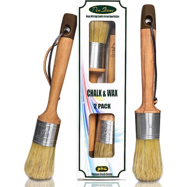 2PC Oval Round Chalk Wax Paint Brushes Set for Furniture Painting Waxing Home Decor DIY Crafts 100% Natural Bristles