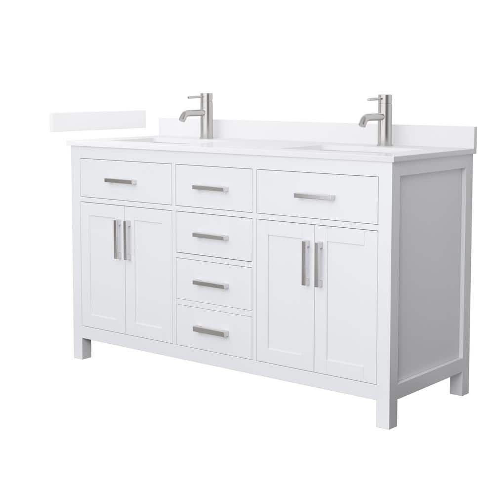 Beckett 60 in. Double Freestanding White Bath Vanity with White Quartz Top (Assembled) price history on PriceWatchPro