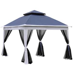 11 ft. x 11 ft. Outdoor Blue Pop-Up Gazebo Canopy with Removable Zipper Net Suitable for Patio Backyard, Garden, Camping