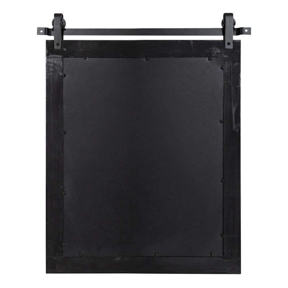 Black Wood Rectangular Barn Door Wall Mirror