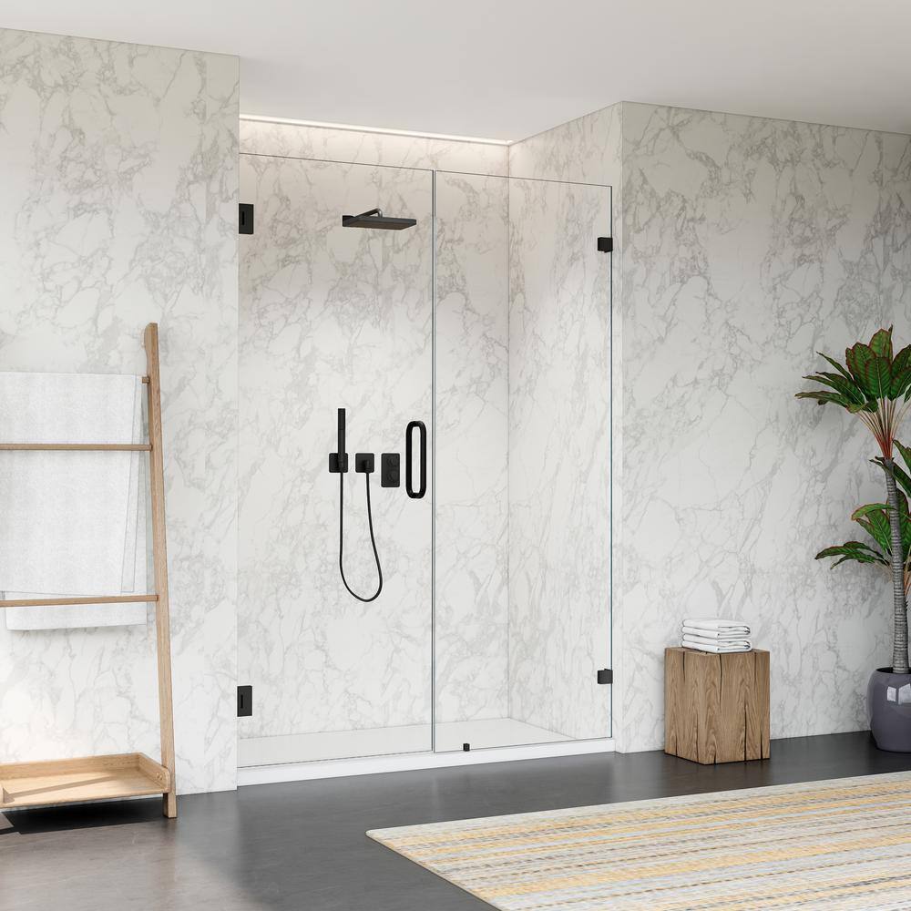 Matte Black Frameless Pivot Shower Door with Clear Glass