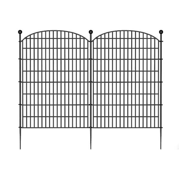 48 in. Iron Garden Fence 8-Panels Heavy Duty Animal Barrier with Gate