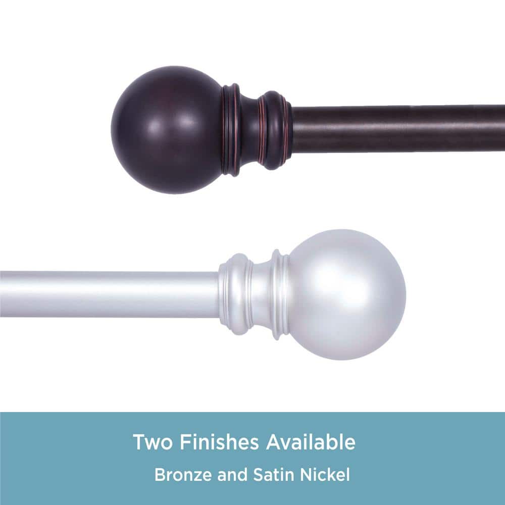 Satin Nickel Adjustable Curtain Rod with Ball Finials
