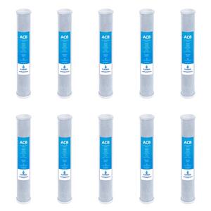 10 Pack Big Blue Activated Carbon Block Water Filter - Whole House - 5 Micron - 2.5'' x 20'' inch