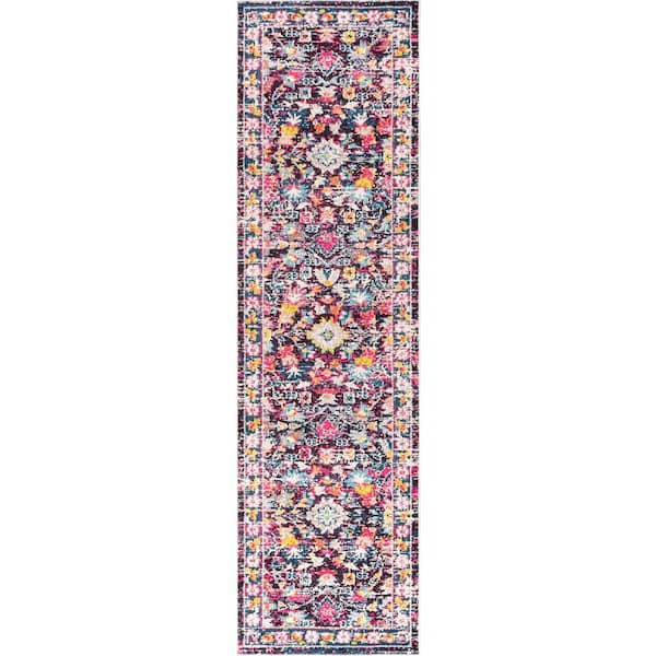 Modern Persian Boho Floral Multi/Purple 2 ft. 3 in. x 8 ft. Runner Rug