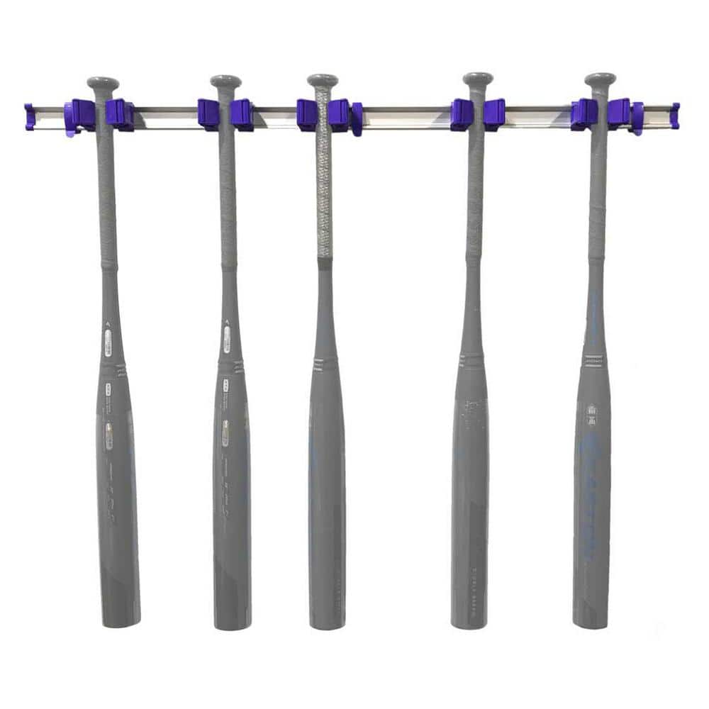 37 in. Universal Garage Storage Rail System with 5 Purple One-Size-Fits-All Holders - 2