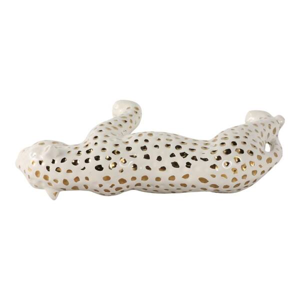 シムシメール　leopard right White gold left 希少 Liv & Skye White/Gold 14.25 in. x 7.25 in. Stoneware Walking