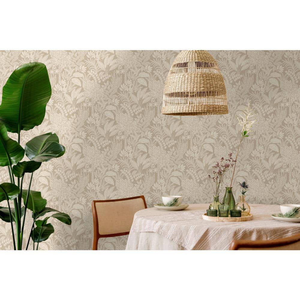 Walls Republic Taupe Botanical Oasis Print Non Woven Non