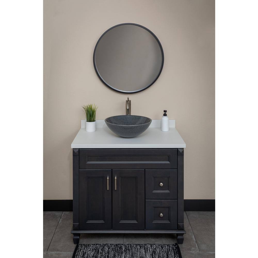 Sesame Gray Granite Circular Wall-Mount Bathroom Sink