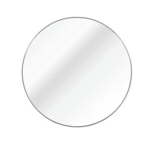 39 in. W x 39 in. H Round Metal Framed Wall Bathroom Vanity Mirror in Silver