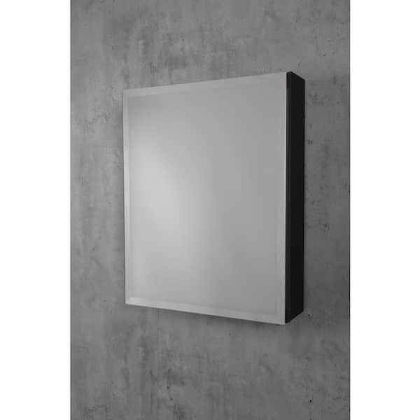 TaiMei 24 in. W x 30 in. H Medium Black Rectangular Aluminum Recessed/Surface Mount Medicine Cabinet with Mirror