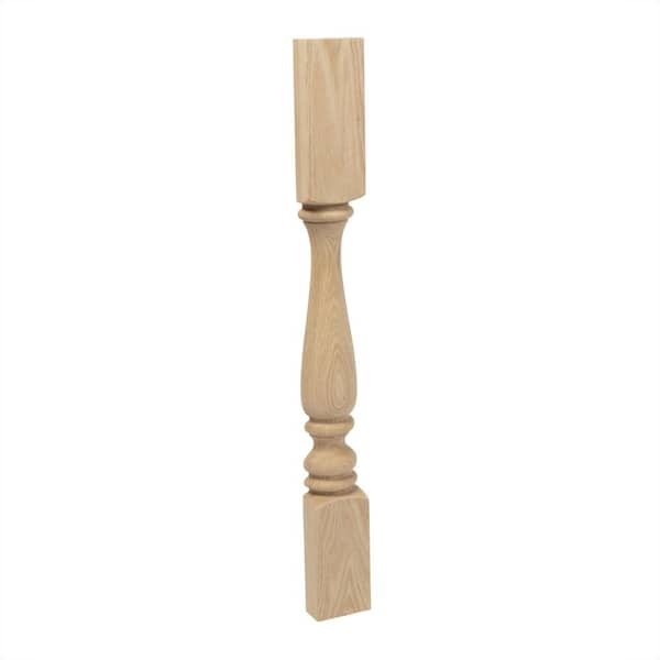 American Pro Decor 35-1/4 in. x 3-3/4 in. Unfinished North American Solid Red Oak Plain Half Round Kitchen Island Leg