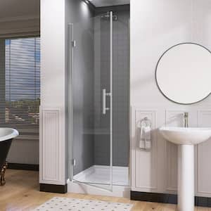 32 in. W x 72 in. H Frameless Pivot Swing Single Shower Door in Chrome Finish with 1/4 in. Tempered Glass Left Hinged