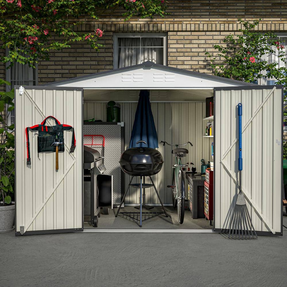 8 ft. x 6 ft. Metal Outdoor Storage Shed, All Weather Storage Shed with Loc
