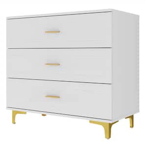 White Wooden Nightstand with 3-Drawer: 31.5" L x15.7" W x28.7" H
