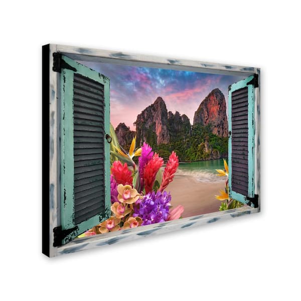 Elongated Window On Canvas by Joval Framed with LED Light Landscape Wall  Art 16 in. x 24 in.