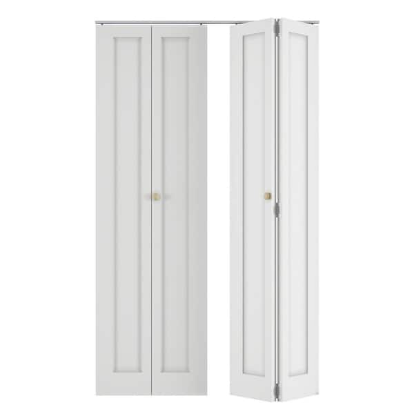 48 in. x 78.4 in. 1-Panel Hollow Core White Primed Molded Composite MDF Closet Bi-fold Door with Hardware Kit