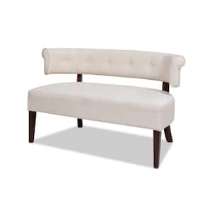 Noble House Adrianna 43.5 in. Natural Plain Button Tufted Polyester  2-Seater Wingback Loveseat with Nailheads 1207 - The Home Depot