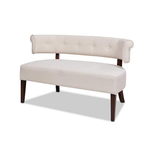 Jennifer Taylor Jared 51 in. Sky Neutral Yarn Dyed Tufted Linen 2-Seater Settee with Flared Arms