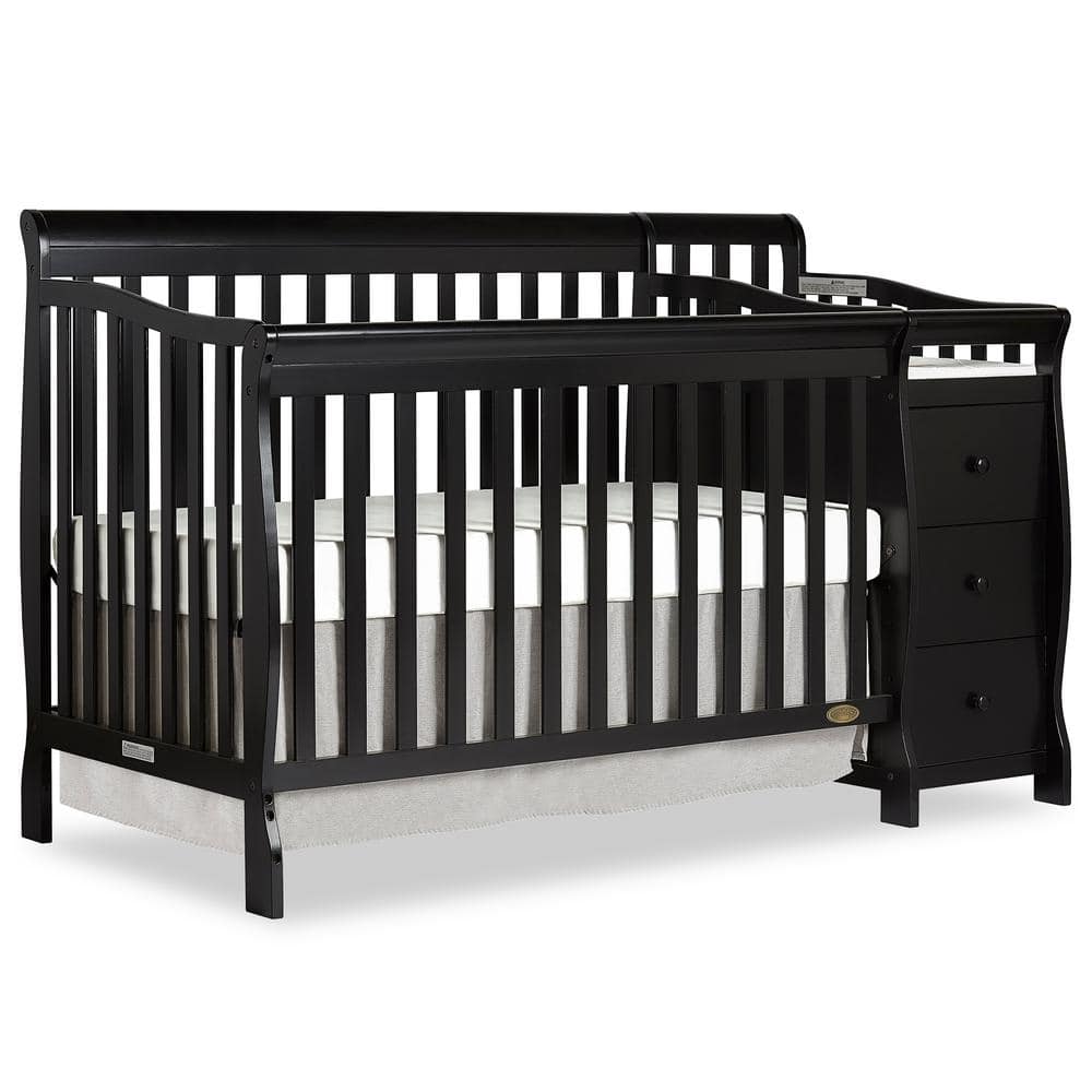 Dream On Me Brody Black 5 in 1 Convertible Crib with Changer 620 K