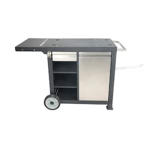 47 in. Wide Black Portable Grills and Griddles Grill Cart