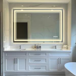 48 in. W x 32 in. H Rectangular Frameless Wall Mount 3-Colors Dimmable Anti-Fog LED Bathroom Vanity Mirror with Memory