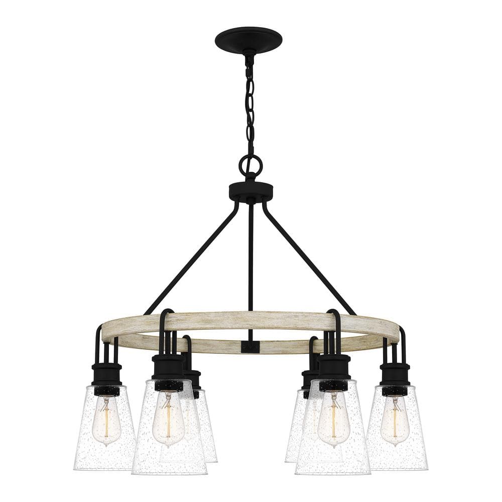 Kingsbridge Earth Black 6-Light Wagon Wheel Chandelier