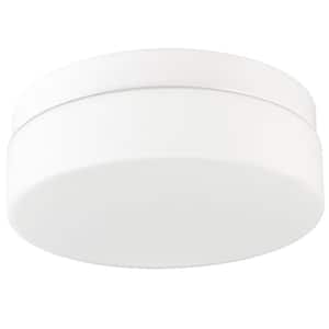 11.4 in. Modern White Round Dimmable LED Flush Mount Ceiling Light with White Cloud Glass Shade