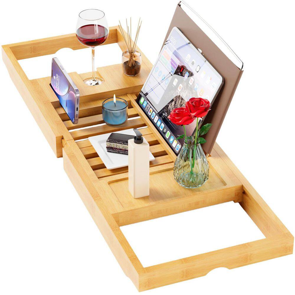 Bamboo Bathtub Trays for Tub,Bath Tray, Foldable Bathtub Caddy, Non-Slip Silicone Keeps Tub Tray From Sliding price history on PriceWatchPro