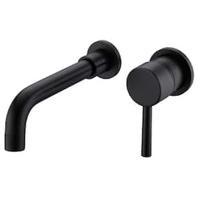 SWUG Single Handle Wall Mount Faucet with 360-Degrees Rotating Spout in Matte Black