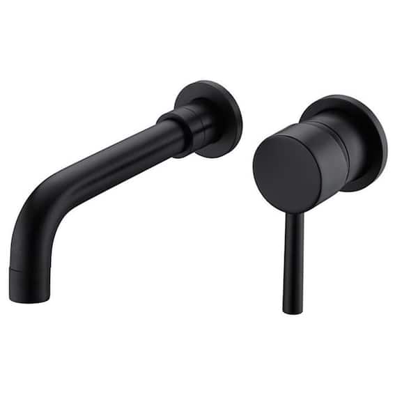 MYCASS SWUG Single Handle Wall Mount Faucet with 360-Degrees Rotating Spout in Matte Black