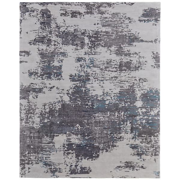 10 ft. x 14 ft. Ivory, Brown, Blue Abstract Area Rug