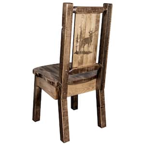Homestead Collection Early American with Laser Engraved Elk Design Dining Side Chair