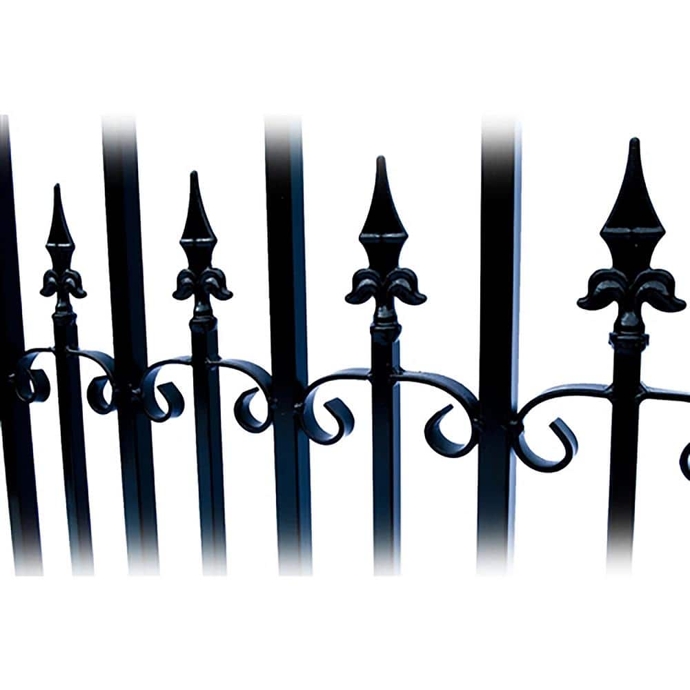 Venice Style Black Steel Dual Driveway Gate with Pedestrian Gate