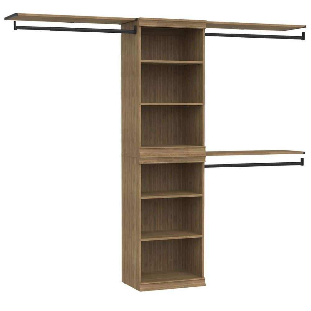 Modular Storage 73.38 in.-93.43 in. W Sand Tower System 8-Shelf Wood Closet System -  ClosetMaid, 10000-05809