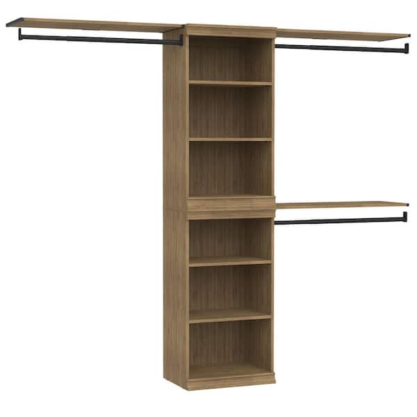 ClosetMaid Modular Storage 73.38 in.-93.43 in. W Sand Tower System 8-Shelf Wood Closet System
