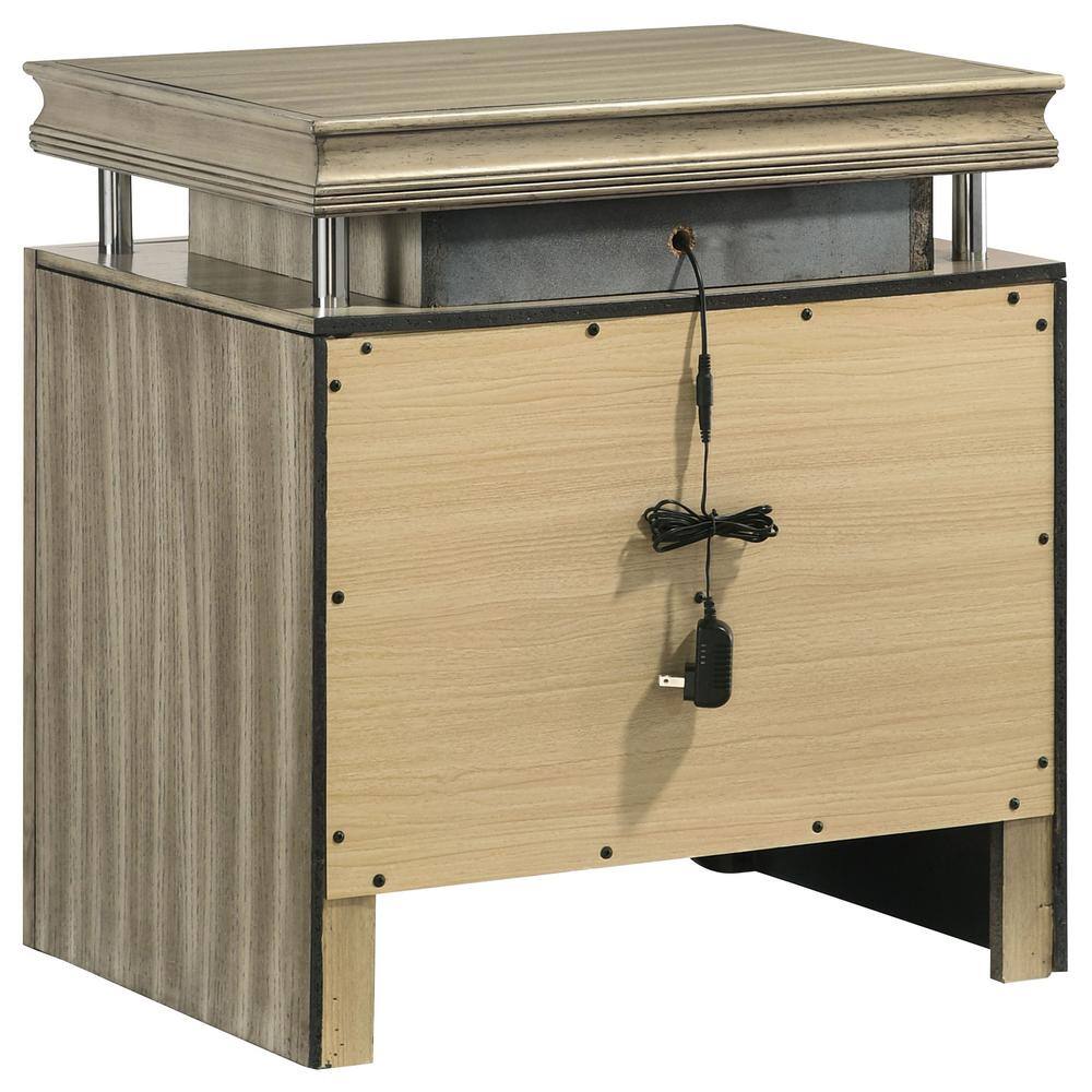 Giselle Beige 3-Drawer Nightstand with LED Light