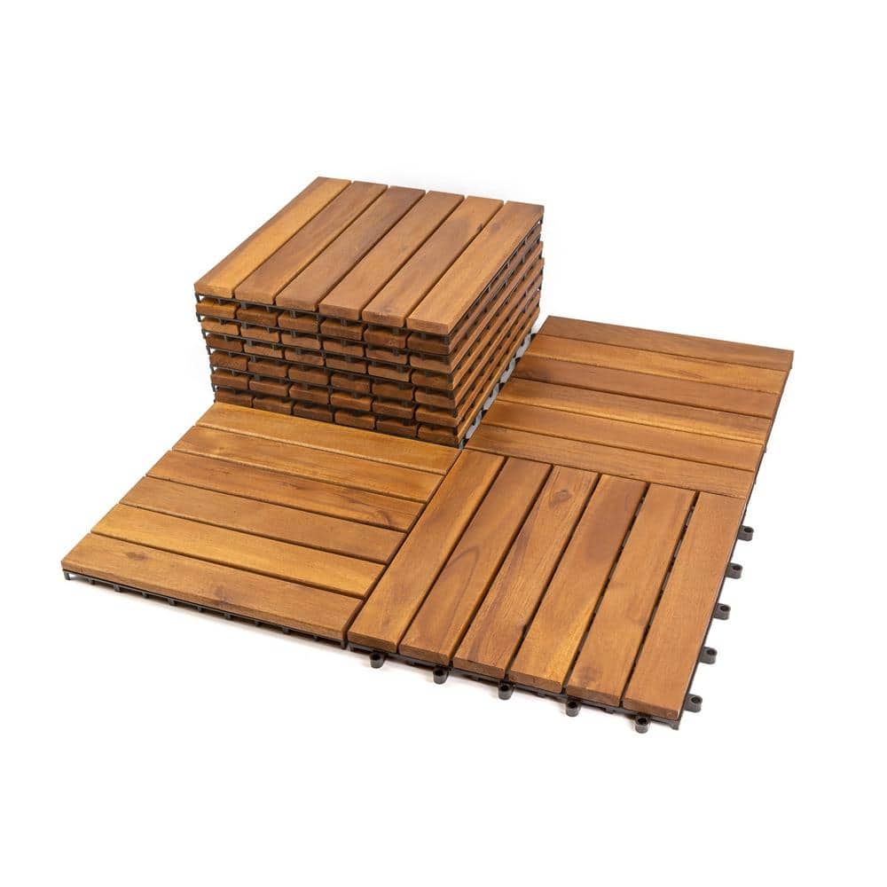Pro Space 12 in. x 12 in. Acacia Wood Interlocking Flooring Deck Tile Brown  Slats (10-Pack) WDT788P10 The Home Depot