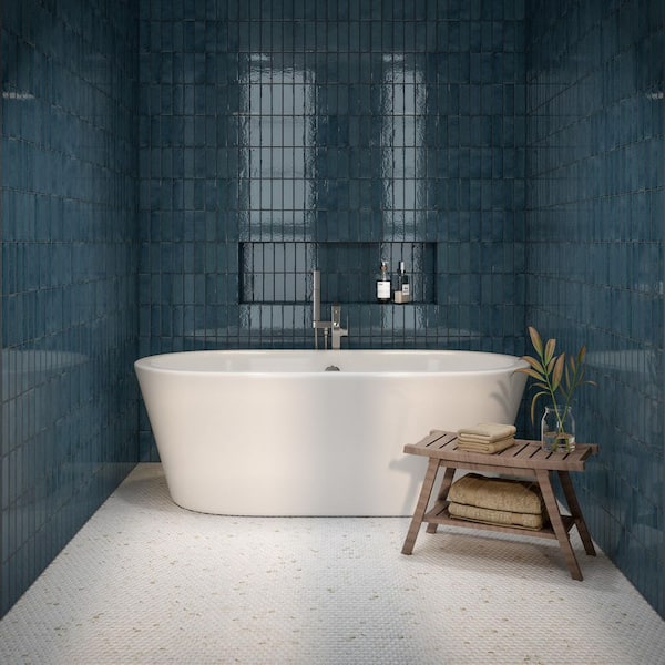 Rice Blu 2 in. x 6 in. Glossy Porcelain Wall Tile (558.08 sq. ft./pallet)