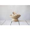 Natural Mango Wood Ridged Footed Serving Bowl