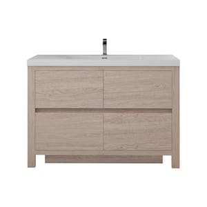 Louis 47 in. W x 20 in. D x 35 in. H Single Sink Freestanding Bath Vanity in Pink Wood with White Acrylic Top