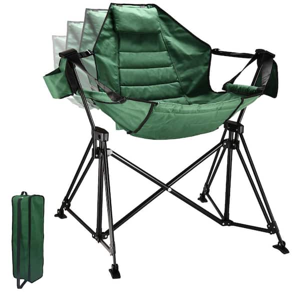 Zeus & Ruta Green Metal Outdoor Rocking Chair Hammock Portable Camping Chair Folding for Adults Outside Swinging Camp with Stand