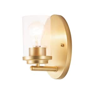 Corona 4.5 in. 1-Light Brass Wall Sconce Vanity Light