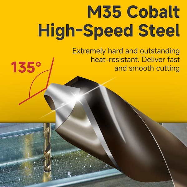 1/8" M35 Cobalt High Speed Steel Twist Drill Bit (10-Piece)