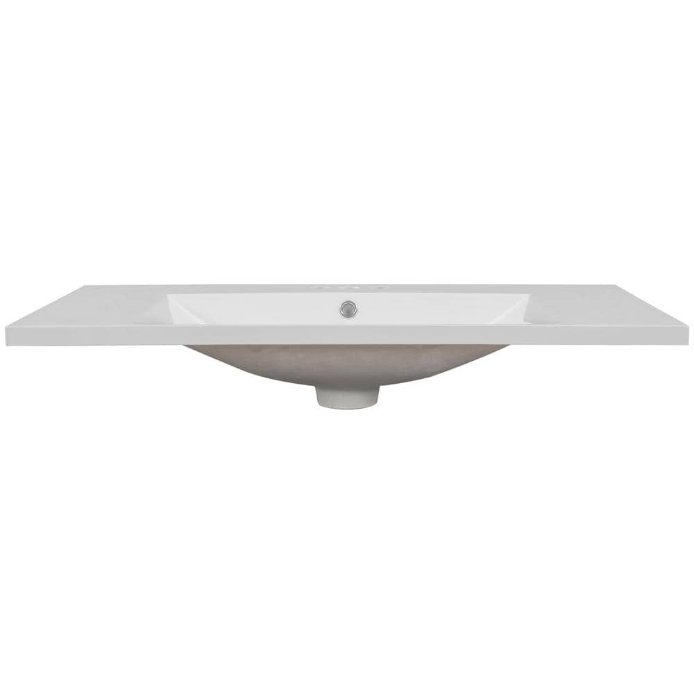 36" White Ceramic Rectangular Undermount Vanity Sink Top