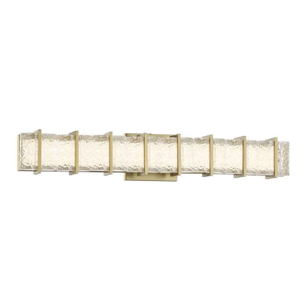 Sevryn 27.5 in. 1-Light Soft Brass LED Vanity Bath Light Bar with Clear Textured Glass Shade price history on PriceWatchPro